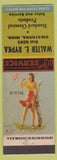 Matchbook Cover - Walter Rypka Standard Chemical Owatonna MN pinup WORN BACK