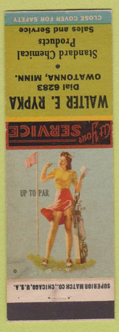 Matchbook Cover - Walter Rypka Standard Chemical Owatonna MN pinup WORN BACK