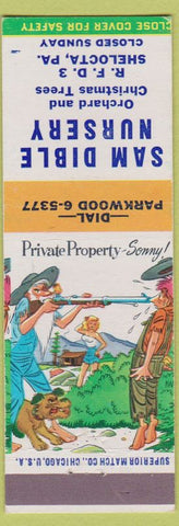 Matchbook Cover - Sam Dible Nursery Shelocta PA Christmas Trees Hillbilly