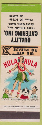 Matchbook Cover - Quality Catering South gate CA WEAR hula Hillbilly