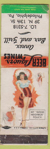 Matchbook Cover - Annex Bar Grill Philadelphia PA Pinup