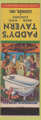 Matchbook Cover - Paddy's Tavern Ligonier IN Hillbilly