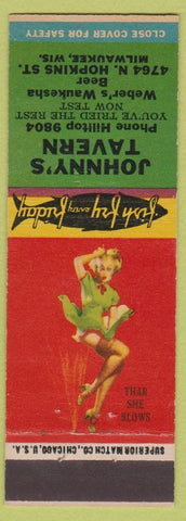 Matchbook Cover - Johnny's Tavern Milwaukee WI Pinup
