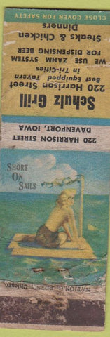 Matchbook Cover - Schulz Grill Davenport IA POOR Pinup