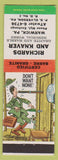 Matchbook Cover - Richards and Knaver Tombstones Warwick PA Elverson Hillbilly