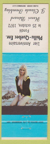Matchbook Cover - Phillu Quebec Enr Fonde QC Pinup