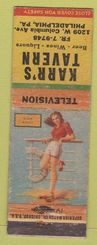 Matchbook Cover - Karr's Tavern Philadelphia PA WORN Pinup