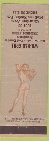 Matchbook Cover - Wil Kar Grill McKees Rocks PA Pinup