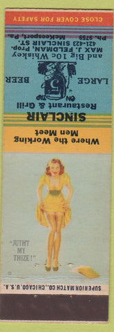 Matchbook Cover - Sinclair Restaurant McKeesport PA Pinup