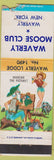 Matchbook Cover - Waverly Moose Club NY WEAR Hillbilly