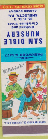 Matchbook Cover - Sam Dible Nursery Shelocta PA Christmas Trees Hillbilly