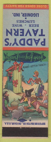 Matchbook Cover - Paddy's Tavern Ligonier IN Hillbilly