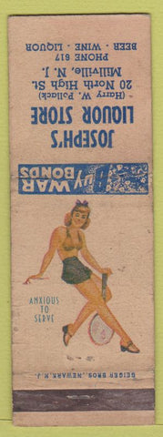 Matchbook Cover - Joseph's Liquor Millville NJ WORN Pinup
