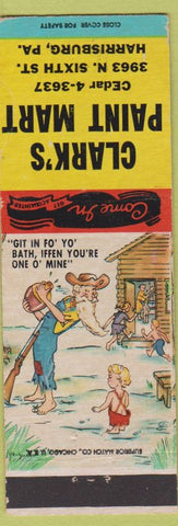 Matchbook Cover - Clark's Paint Mart Harrisburg PA Hillbilly