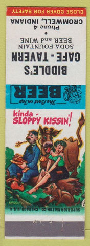 Matchbook Cover - Biddle's Cafe Tavern Cromwell IN Low Phone # Hillbilly