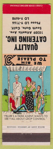 Matchbook Cover - Quality Catering South gate CA Hillbilly