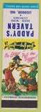 Matchbook Cover - Paddy's Tavern Ligonier IN Hillbilly