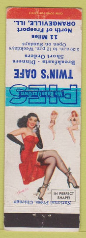 Matchbook Cover - Twin's Cafe Orangeville IL WEAR Pinup