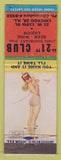 Matchbook Cover - 21 Club Chicago IL Pinup