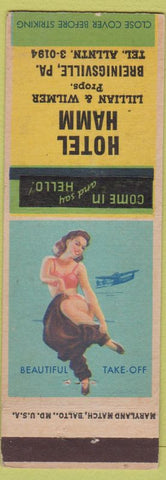 Matchbook Cover - Hotel Hamm Breinigsville PA pinup
