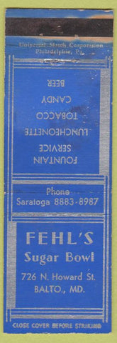 Matchbook Cover - Fehl's Sugar Bowl Baltimore MD'
