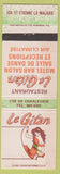 Matchbook Cover - Le Gitan Restaurant La Malbaie QC