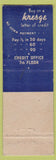Matchbook Cover - Kresqe Department Store Newark NJ girlie WEAR