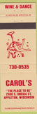 Matchbook Cover - Carol's Appleton WI girlie'