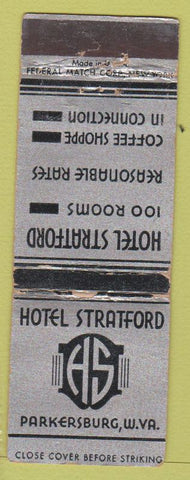 Matchbook Cover - Hotel Stratford Parkersburg WV WORN Federal