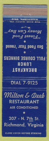 Matchbook Cover - Milton Deeb Restaurant Richmond VA girlie Back