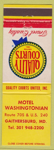 Matchbook Cover - Motel Washingtonian Gaithersburg MD Quality Courts