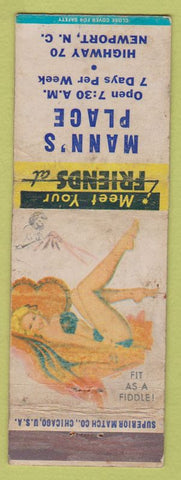 Matchbook Cover - Mann's Place Newport NC pinup WORN'