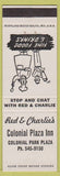 Matchbook Cover - Colonial Plaza Inn NO TOWN