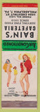 Matchbook Cover - Bain's Cafeteria Philadelphia PA pinup'
