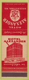 Matchbook Cover - Hotel Alexander Hagerstown MD