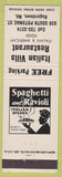 Matchbook Cover - Italian Villa Restaurant Hagerstown MD