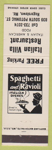 Matchbook Cover - Italian Villa Restaurant Hagerstown MD