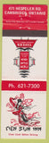 Matchbook Cover - Tien Sun Inn Cambridge ON girlie Chinese