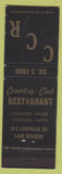 Matchbook Cover - Country Club Restaurant Lake Success NY Great Neck