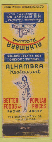 Matchbook Cover - Alhambra Restaurant Birmingham AL girlie WEAR