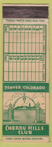 Matchbook Cover - Cherry Hills Club Denver CO Gold Federal CREASES