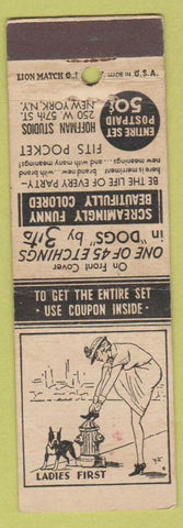 Matchbook Cover - Hoffman Studios NYC girlie cartoon Boston Terrier
