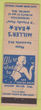 Matchbook Cover - Miller's Bar Sawyer WI girlie'