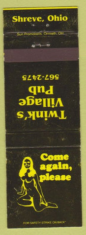Matchbook Cover - Twink's Village Pub Shreve OH girlie'