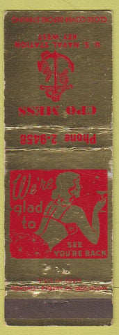 Matchbook Cover - CPO Mess US Navy Key West FL girlie