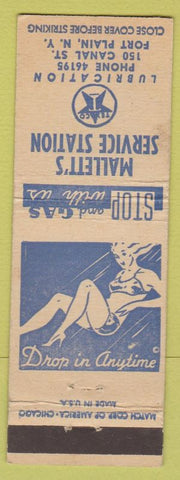 Matchbook Cover - Mallett's Service oil gas Texaco Fort Plain NY girlie'