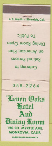 Matchbook Cover - Leven Oaks Hotel Monrovia CA