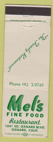 Matchbook Cover - Mel's Fine Food Oxnard CA'