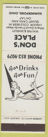 Matchbook Cover - Don's Place Summerford OH girlie'