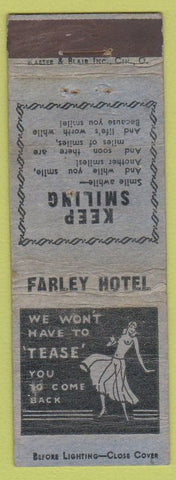 Matchbook Cover - Farley Hotel  girlie WORN